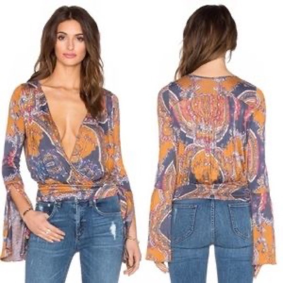 Free People Tops - Free People Fiona's Wrap Top in Golden Combo